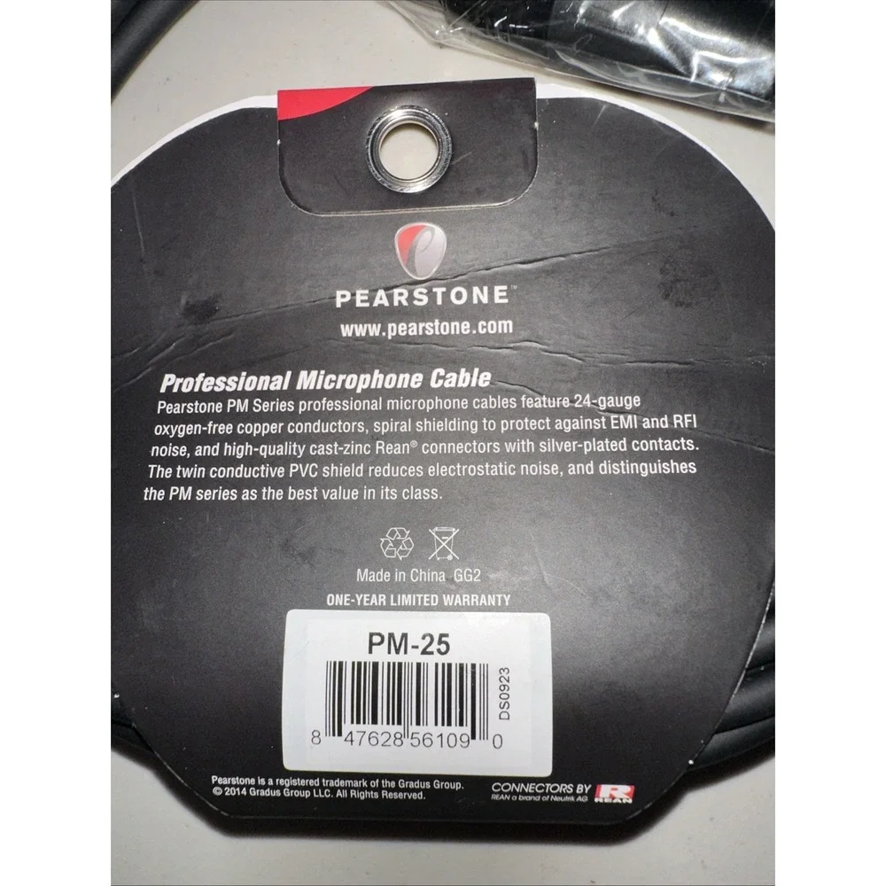 Pearstone PM Series XLR M to XLR F Professional Microphone Cable - 25Ft 7.6 Mete